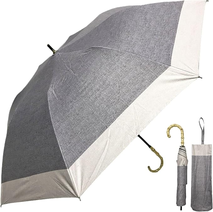 最強晴雨兼用ショートワイド傘ダンガリープリント　チャコール　27394CH